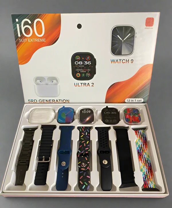 I60 suit Extreme smart watch 12 in 1 Set Available in Golden & Grey Set