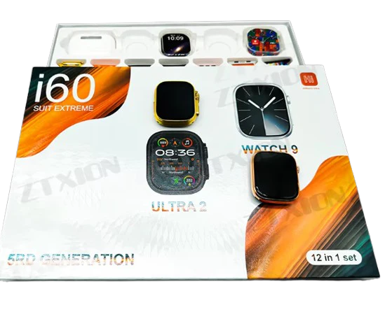 I60 suit Extreme smart watch 12 in 1 Set Available in Golden & Grey Set