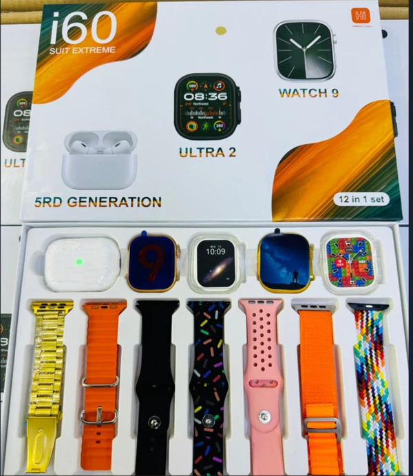 I60 suit Extreme smart watch 12 in 1 Set Available in Golden & Grey Set
